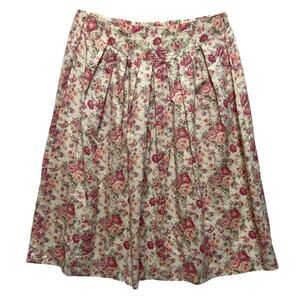 Vintage 80s Fritzi California Size Medium Linen Look Floral A Line Yoke Skirt